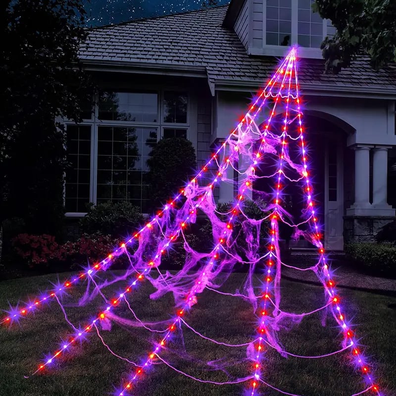 🎃🔥 Halloween Hot Sellers 👻🕷️Halloween glowing spider web lights--🥰