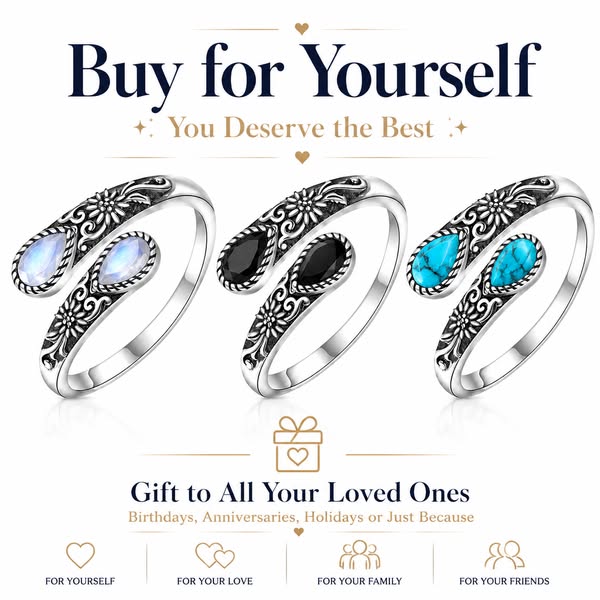 🎁BUY 1 GET 1 FREE 💖| 🌙Moonstone Bloom Ring