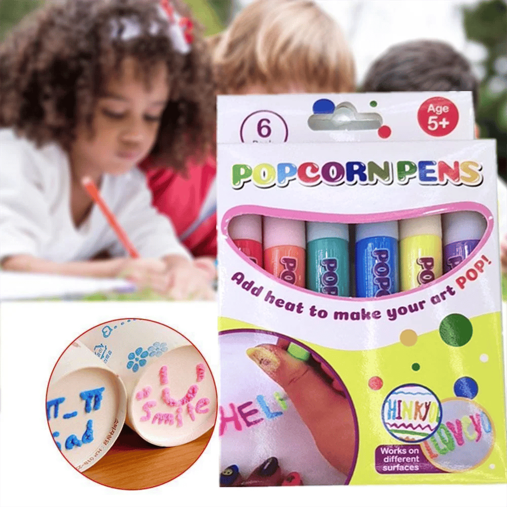 🔥 BUY 1 SET,GET 1 SET FREE(2 Sets / 12 Pens) | 3D Popcorn Art Pens ✨