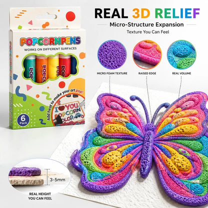 🔥 BUY 1 SET,GET 1 SET FREE(2 Sets / 12 Pens) | 3D Popcorn Art Pens ✨