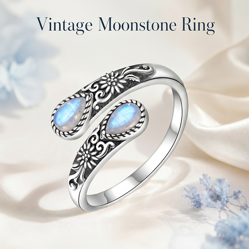 🎁BUY 1 GET 1 FREE 💖| 🌙Moonstone Bloom Ring