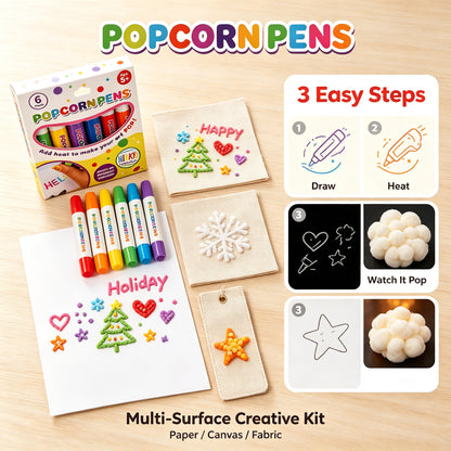 🔥 BUY 1 SET,GET 1 SET FREE(2 Sets / 12 Pens) | 3D Popcorn Art Pens ✨